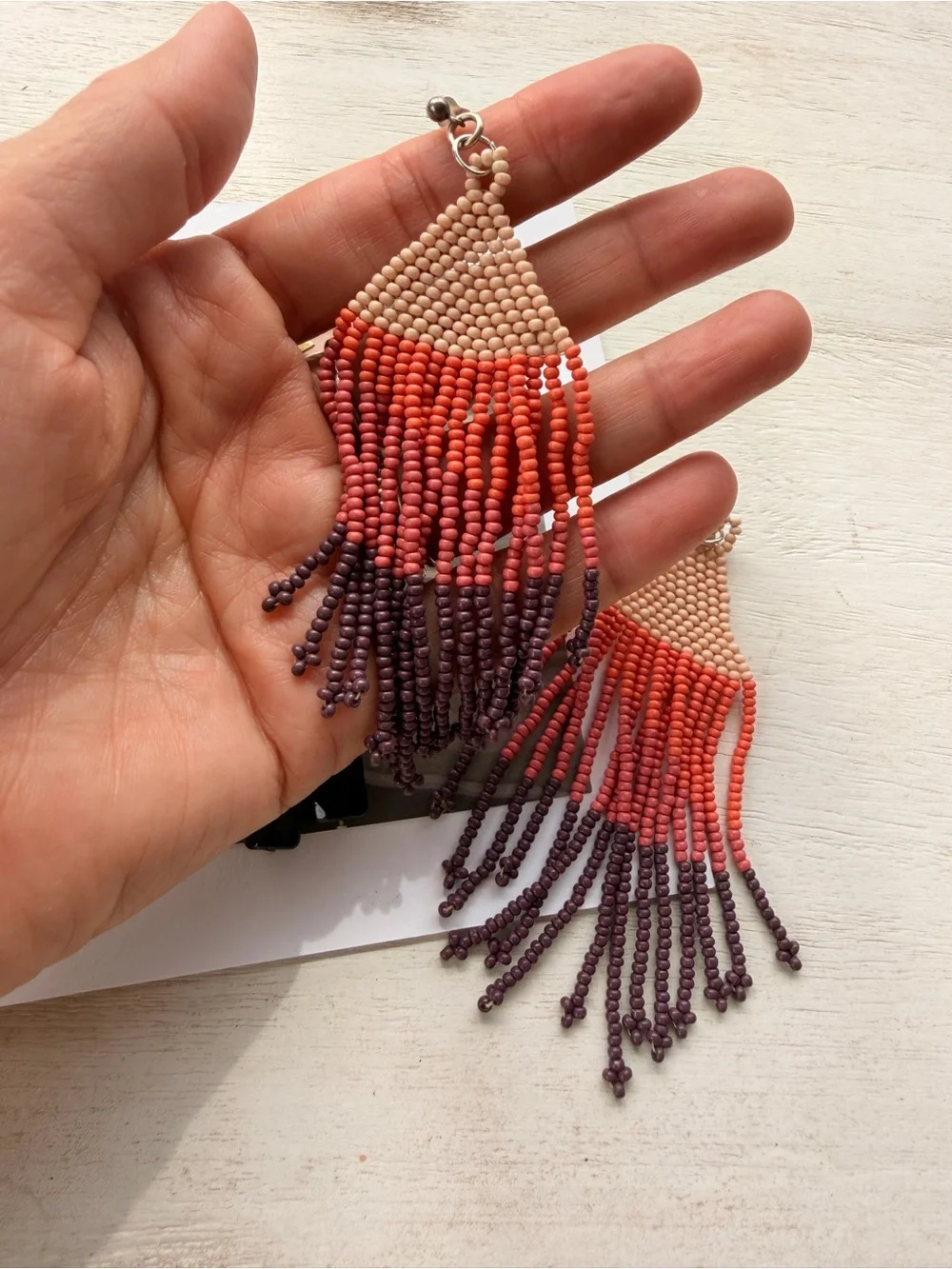 Handmade Beaded Dangle Earrings - collection/ 5 pair